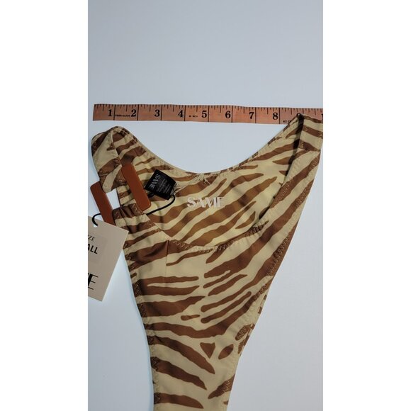 SAME Los Angeles Swim Bikiny Bottom Womens Acrylic 90s Color beige Brown Zebra S - Picture 7 of 9